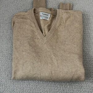 Little Seattle 100% pure cashmere made‎ Scotland camel V neck sweater 42” 107cm